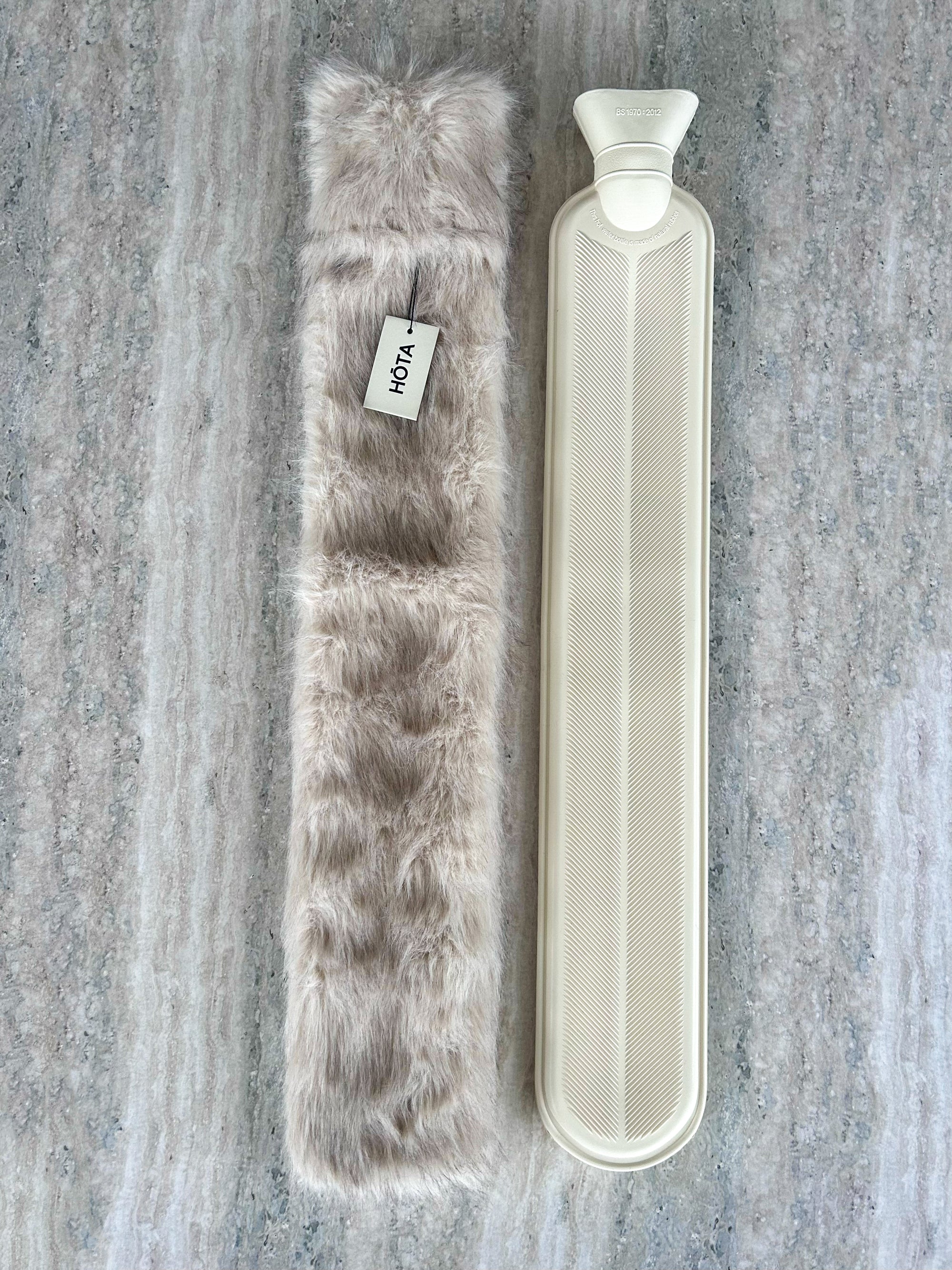 Off-White Faux Fur Hot Water Bottle