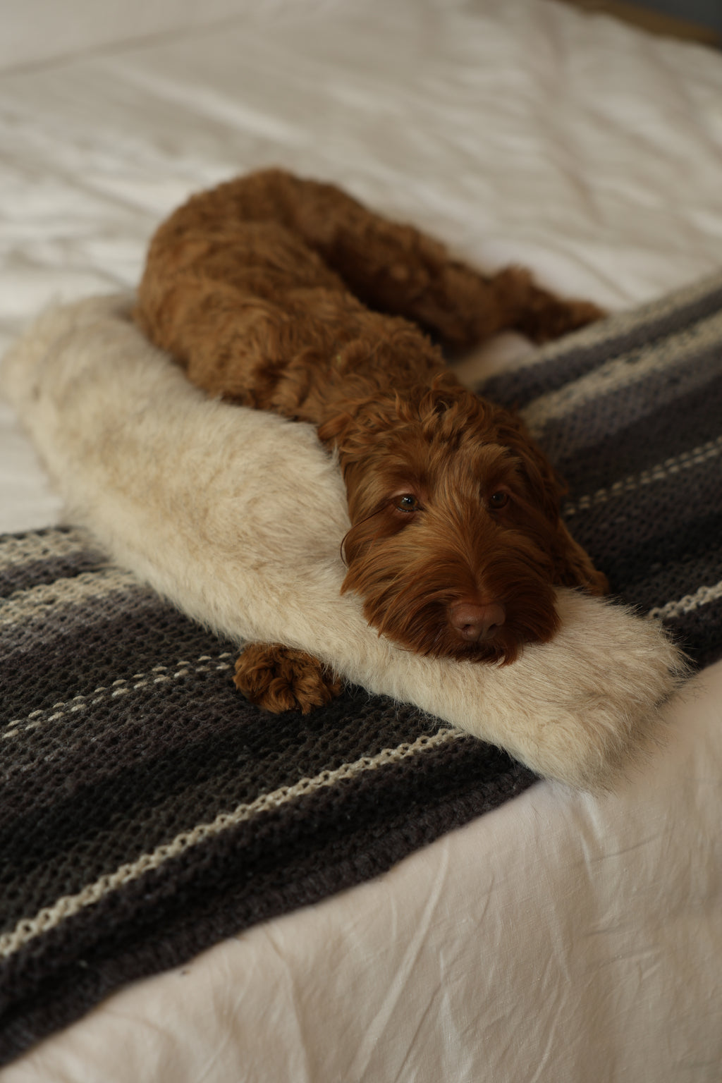 Off-White Faux Fur Hot Water Bottle